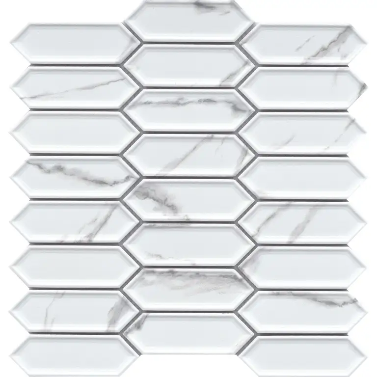 Elegan Calacata — 4×1/11×11 matte Emser Tile accent tile swatch