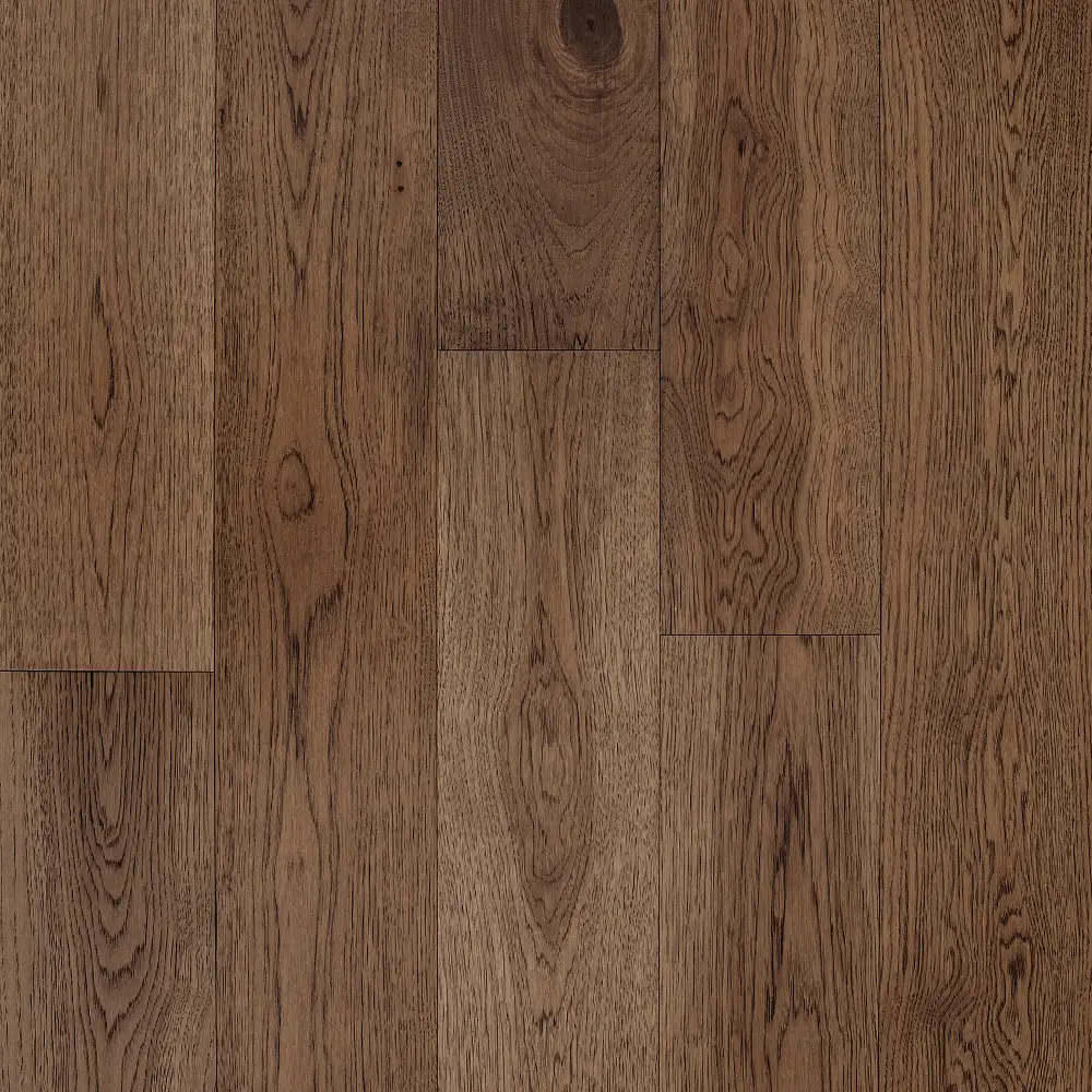 Imperial Pecan Millet — 7.5" × 1/2" pecan smooth Anderson Tuftex hardwood plank sample