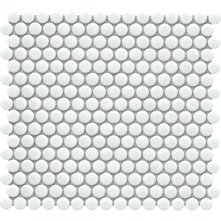 Influence White — 1×1/11×12 glossy Emser Tile mosaic swatch