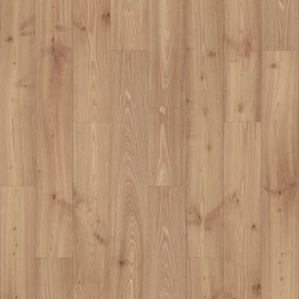 RevWood Plus · Madison Aisle Brass Chestnut — 7.5" plank · WetProtect textured Mohawk laminate plank sample